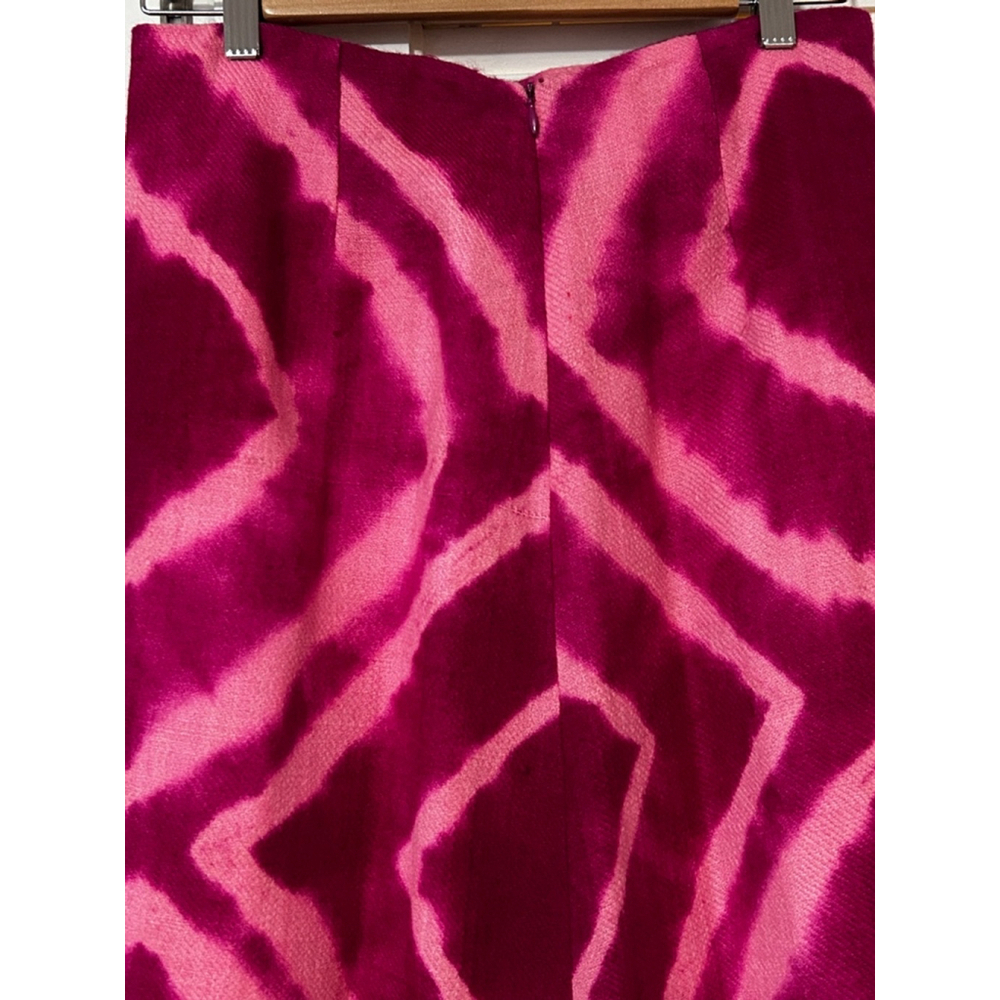Jade Hot Pink Tie Dye Fringe Hem Skirt Size M Wool Lined - Picture 5 of 12
